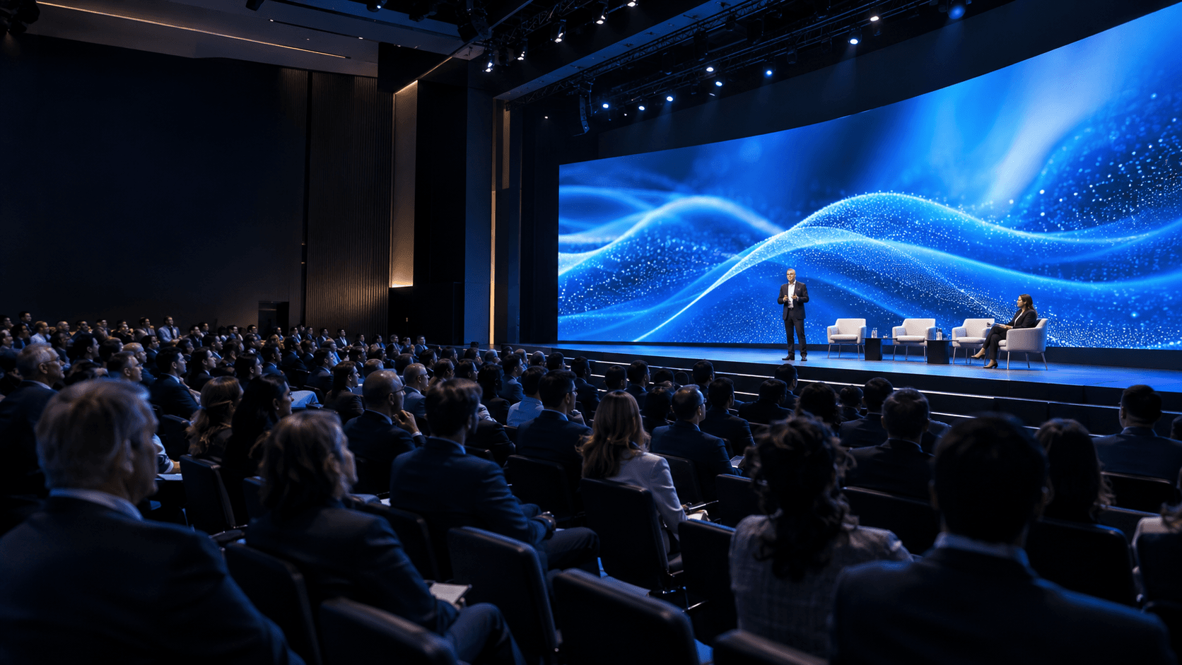 corporate conference LED video wall with high refresh rate display