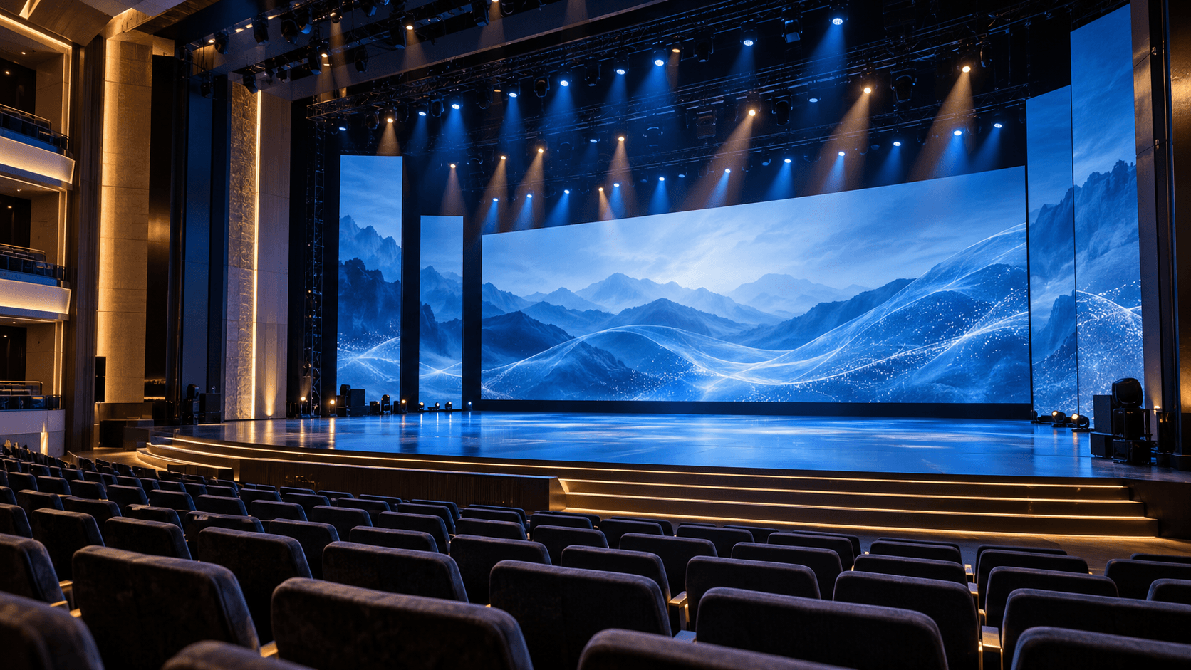 theater LED stage backdrop with high refresh LED display