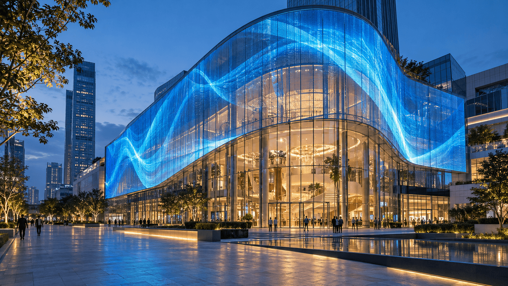 transparent LED display for commercial glass facade and retail architecture