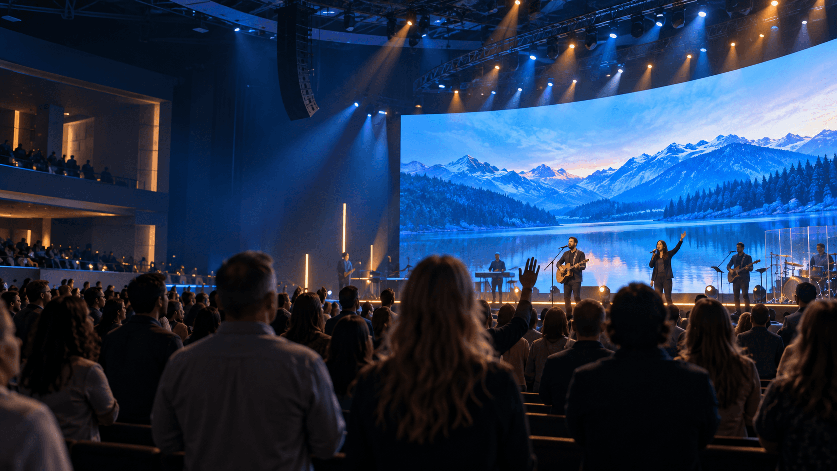 high refresh LED video wall for worship stage and AV integration